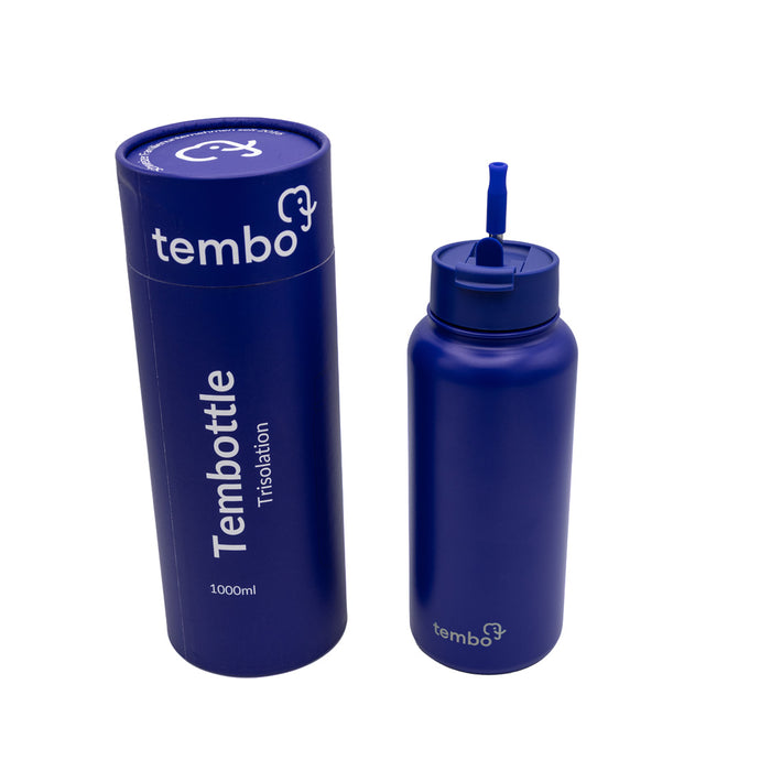 Tembottle Trisolation – Dreifach Isolierte Edelstahlflasche in Dunkelblau - 1000ml