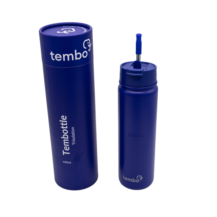 Tembottle Trisolation – Dreifach Isolierte Edelstahlflasche in Dunkelblau - 650ml