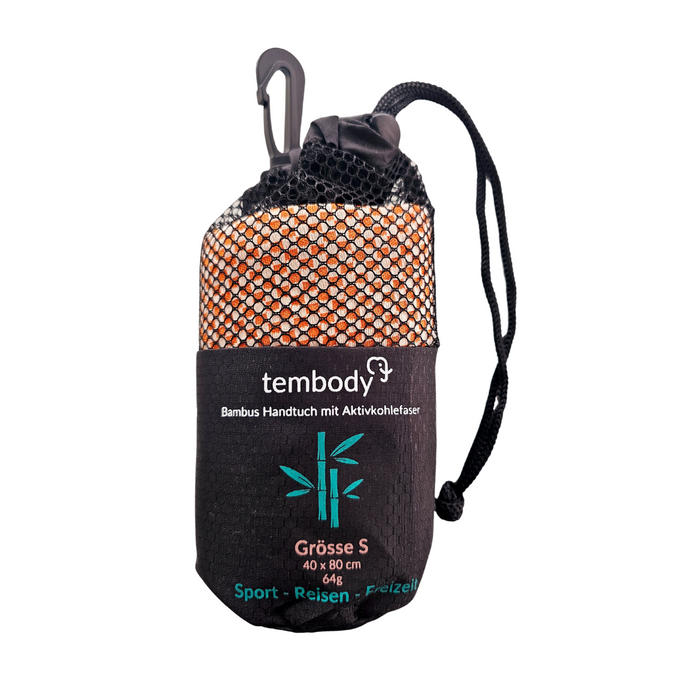 Tembody Bambus Reisehandtuch - Orange Gr.S